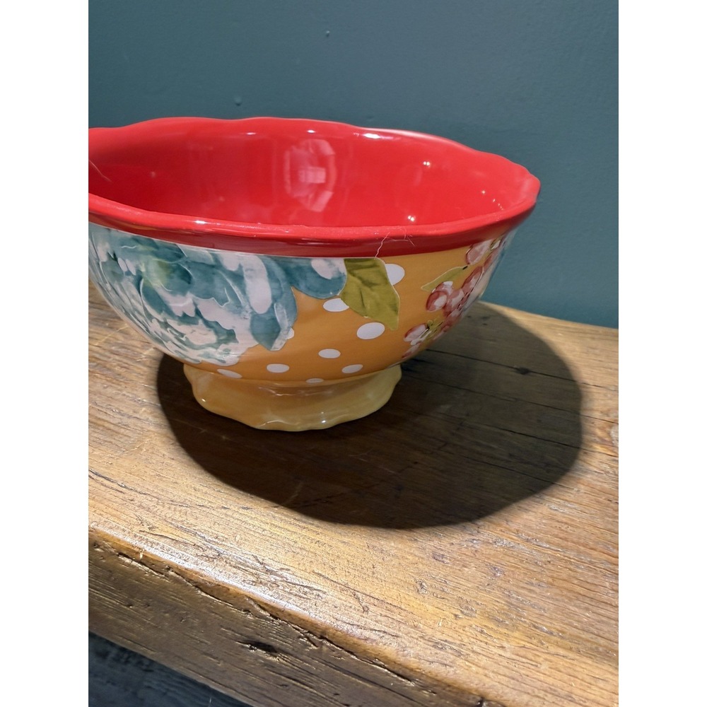 Pioneer Woman 6" Footed Bowl Blossom Jubilee/Yellow/Red SINGLE